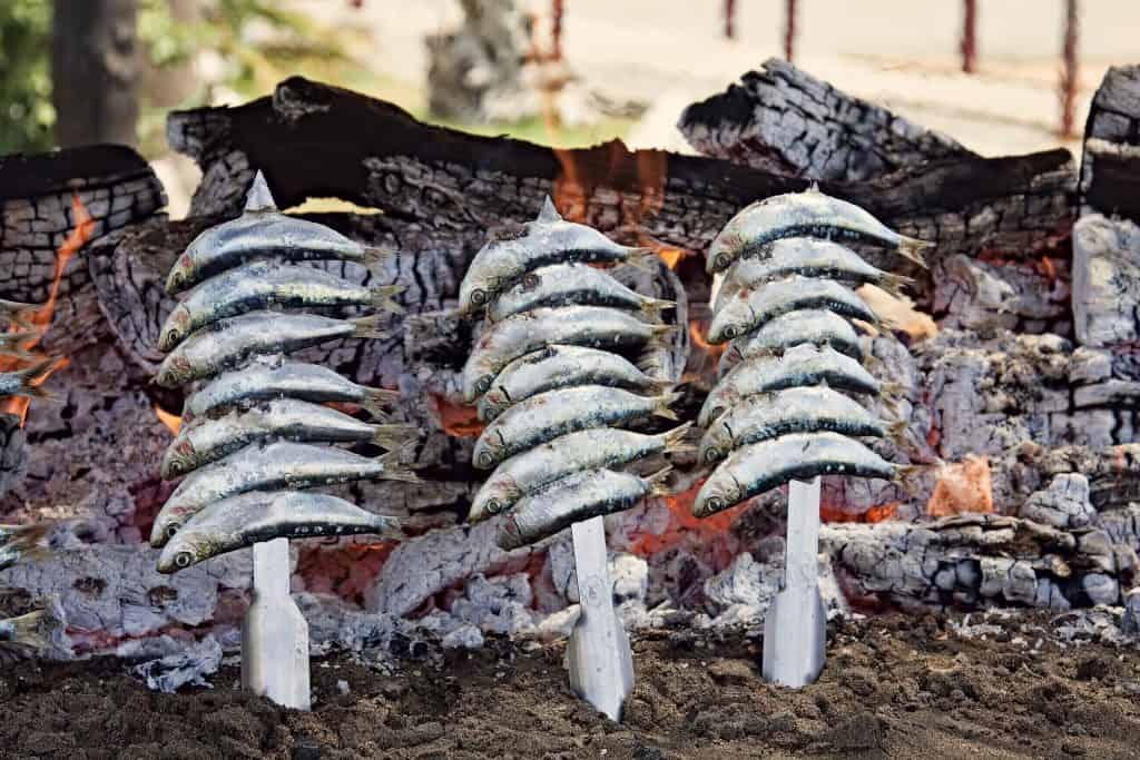 sardines of espetos op de bbq in malaga