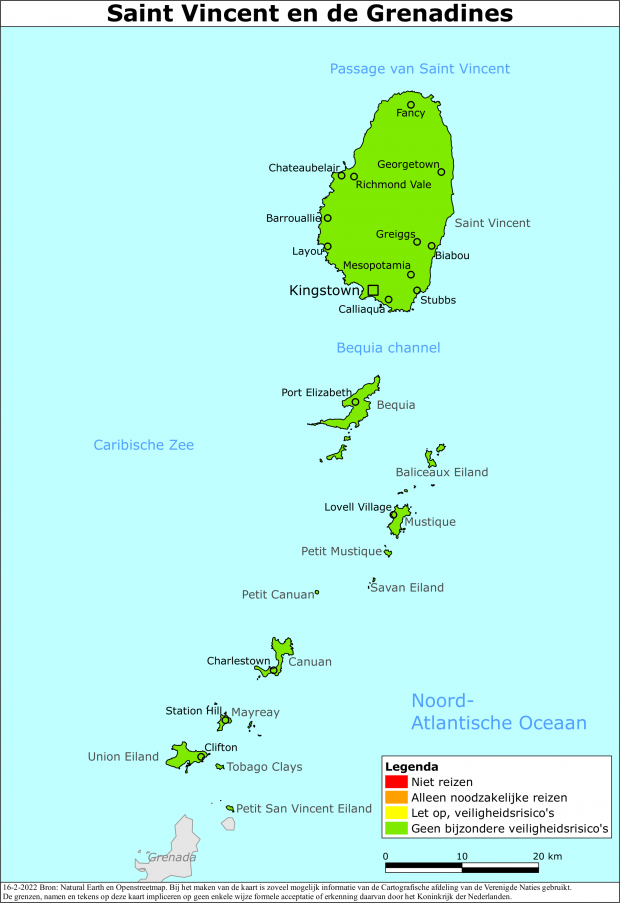 Reisadvies voor Saint Vincent en de Grenadines