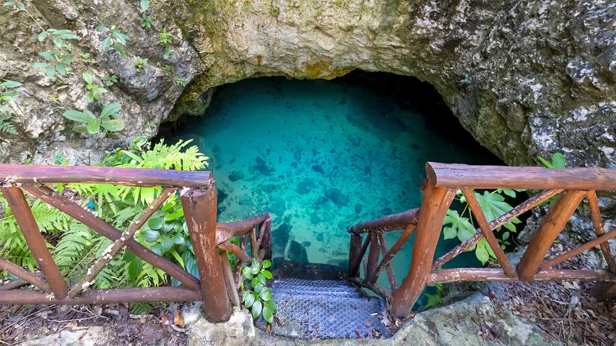 De cenote Casa Tortuga vlakbij Tulum en Playa Del Carmen in Mexico
